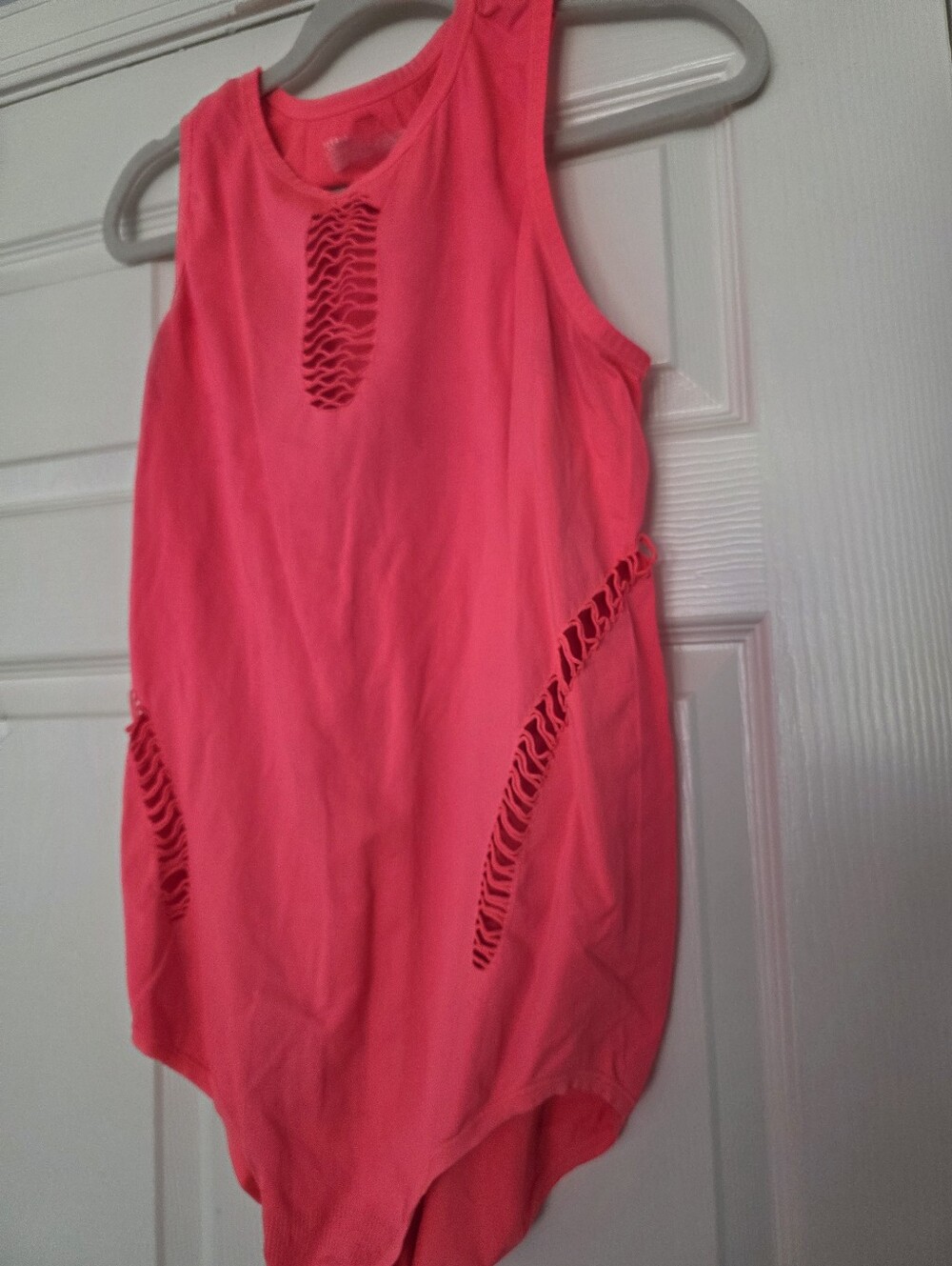 Torrid Seamless Cutout Tank Bodysuit Neon Pink Laser Cut OutsLattice Front 2XL